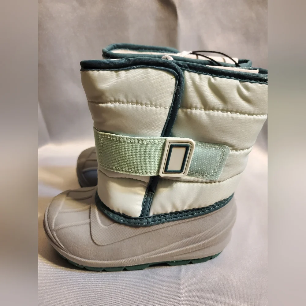 Kids Waterproof Snow & Rain Boots - Light Gray and Mint